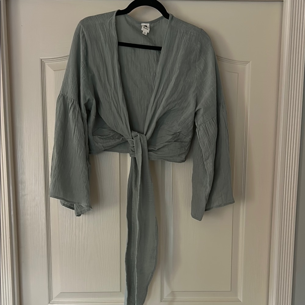 FLAWLESS Olive Tie-Front Blouse